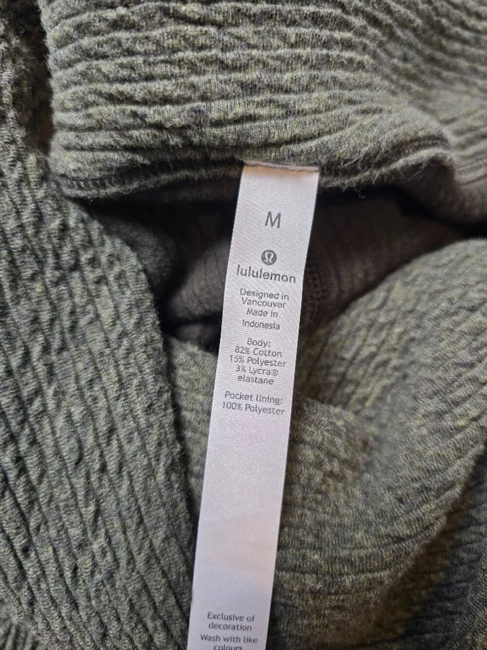 lululemon Women's Green Waffle Knit Cowl Neck Pullover Dress Pockets M